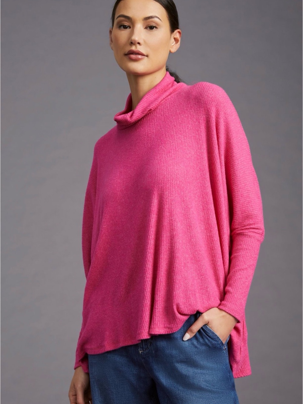 Anthropologie Amadi Cowl Neck Ribbed Poncho sweater - size M